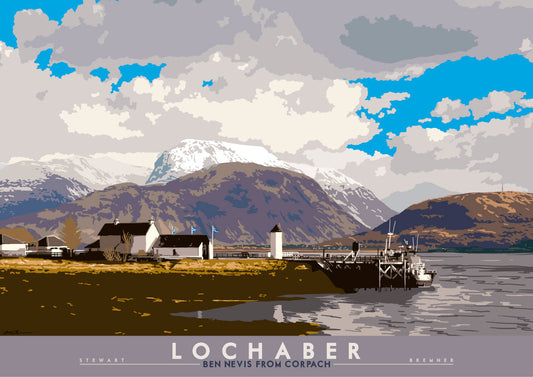 Lochaber: Ben Nevis from Corpach – giclée print - orange - Indy Prints by Stewart Bremner