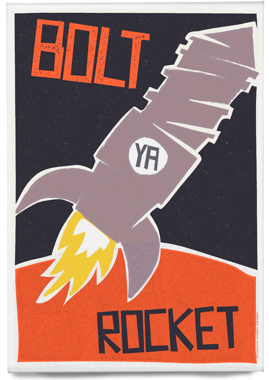 Bolt ya rocket – magnet - green - Indy Prints by Stewart Bremner